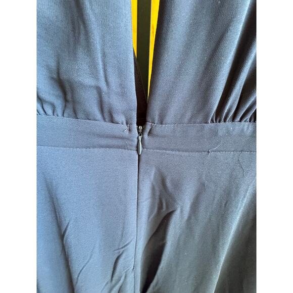 Lulu’s Navy Dramatic Plunging Front & Back - Maxi Dress with Slit - Size Small - Picture 5 of 8